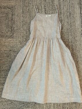 Magic Linen Light Beige Strappy Linen Dress Pockets Size XS spaghetti Strap